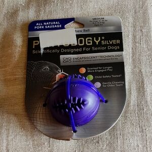 PETS: SENIOR DOGS: Playology Silver Purple Dog Chew Ball